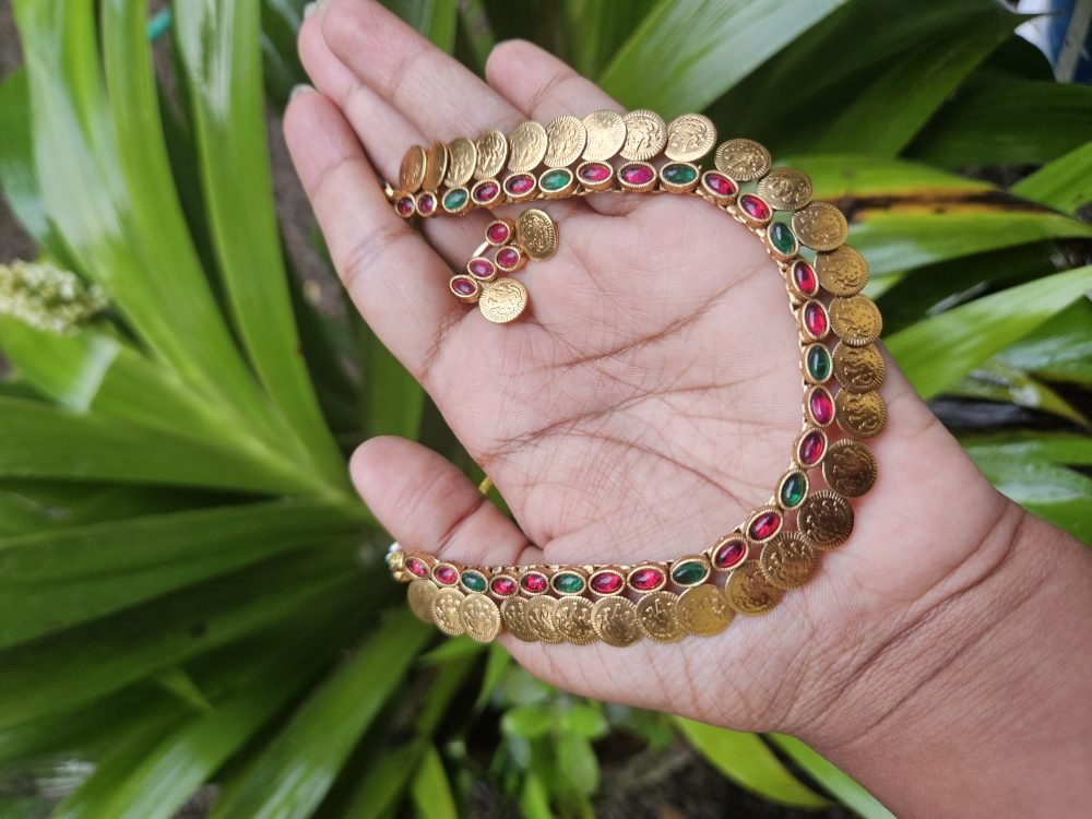 Coin Choker with ruby stone